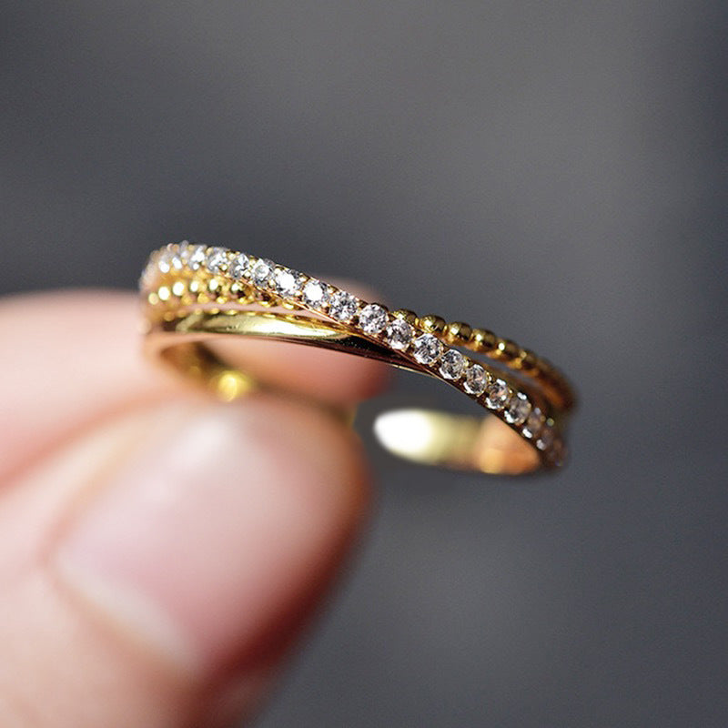 Wholesale s925 sterling silver diamond cross ring  adjustable jewelry