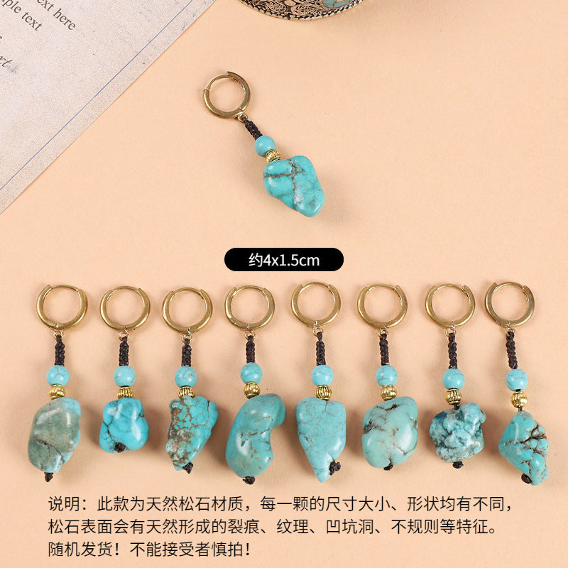 Wholesale Woven Turquoise Ethnic Style Earrings Handmade Vintage Jewelry Accessory Gift