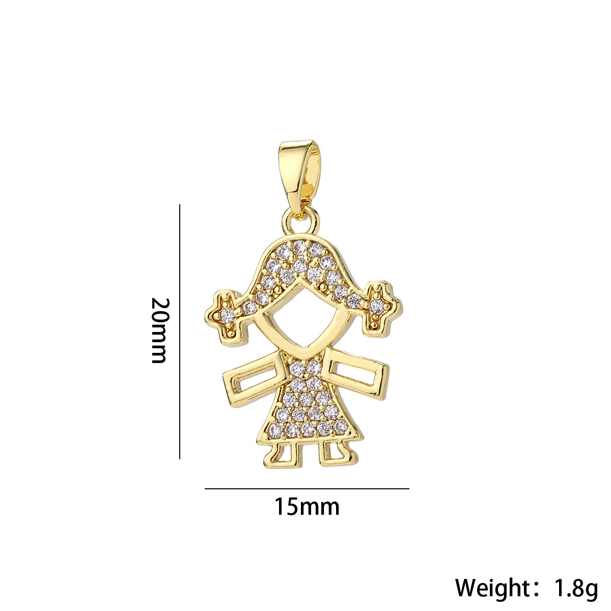 Wholesale Cute Love Heart Girl Pendant Gold Plated Brass Zircon Chic Necklace Accessory For Women