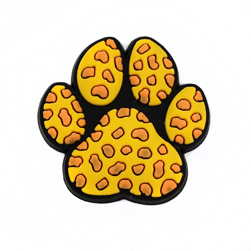 Wholesale 10pcs Leopard Print Coffee Cup Dog Claw Love PVC Soft Adhesive Hole Shoes Buckles ACC-SC-WanX002