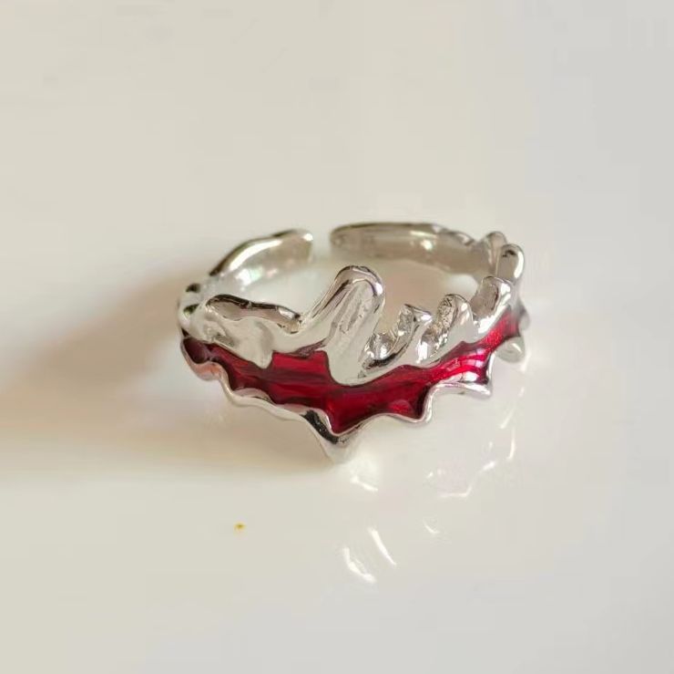 Wholesale Women S Open Ring Red Flame Irregular Geometric French Style Fashion Jewelry Gift For Everyday Wear