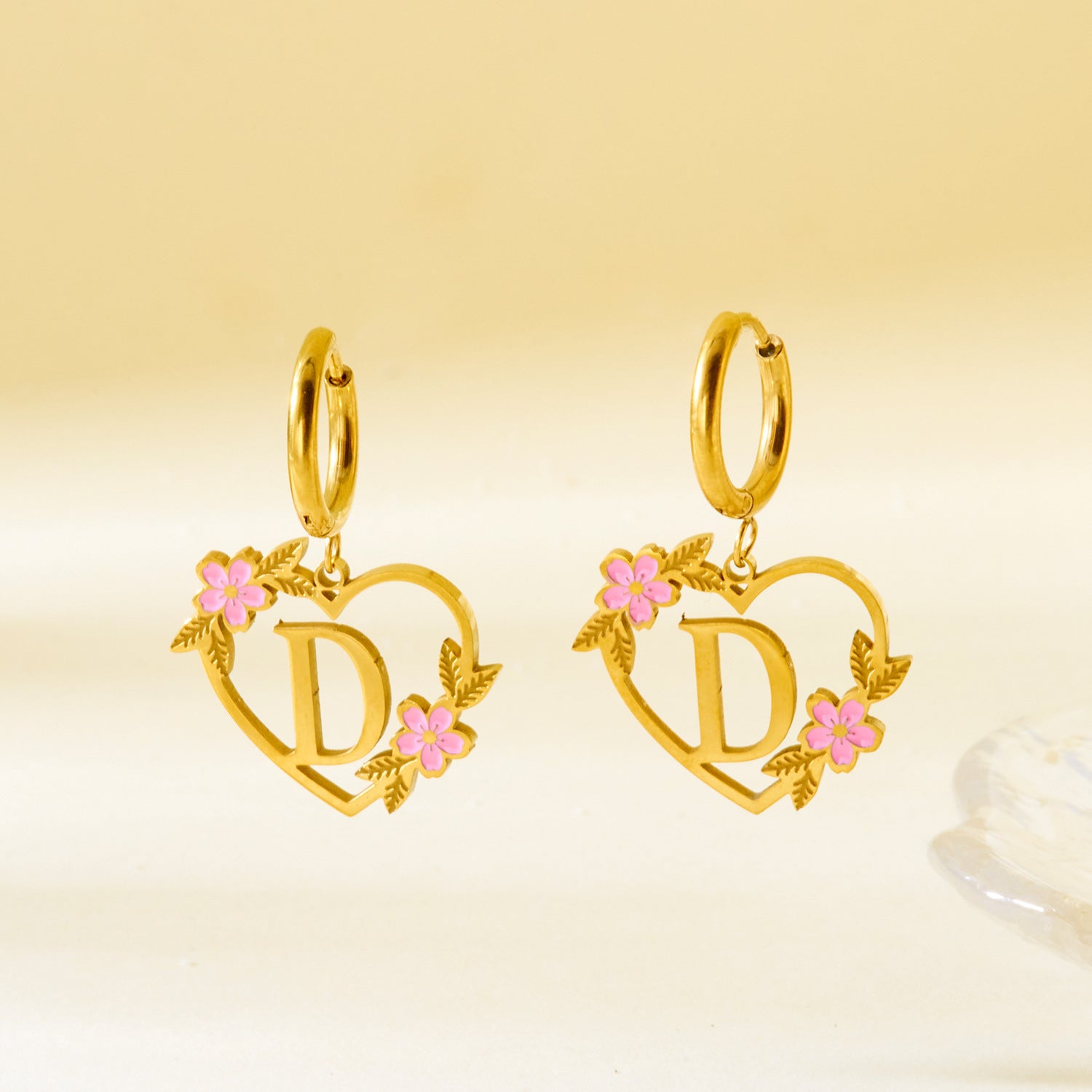 Wholesale  Stainless Steel Heart Letter Earrings