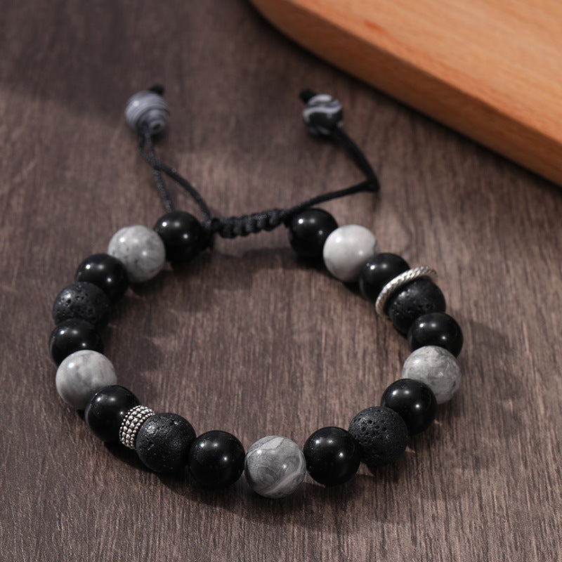 Wholesale Natural Volcanic Stone Snowflake Stone Beads Bracelet