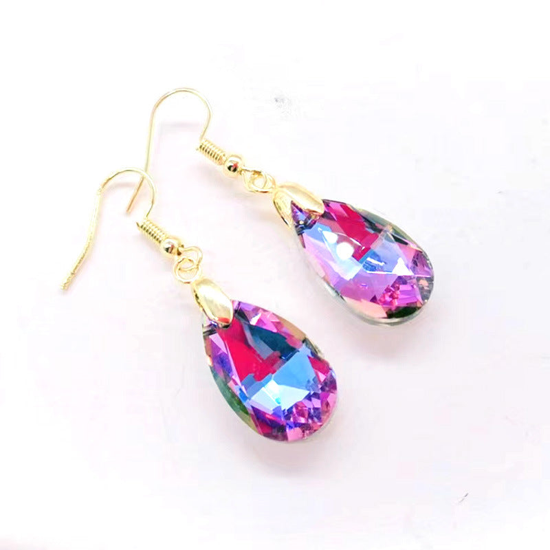 Wholesale Crystal long geometric water drop earrings