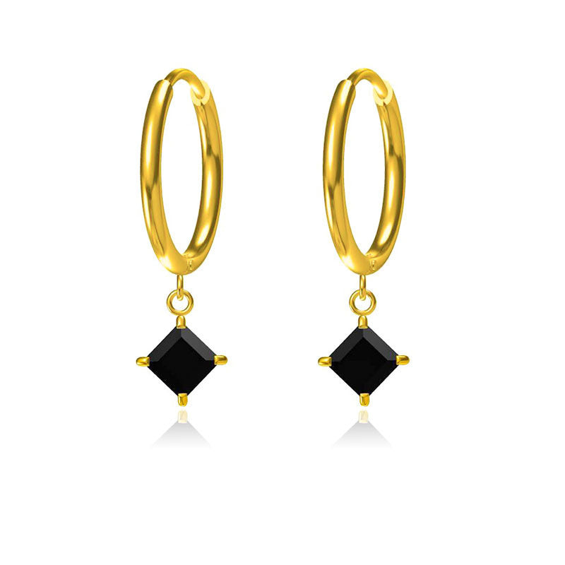 Wholesale 2PCS Steel-titanium colored zircon earrings