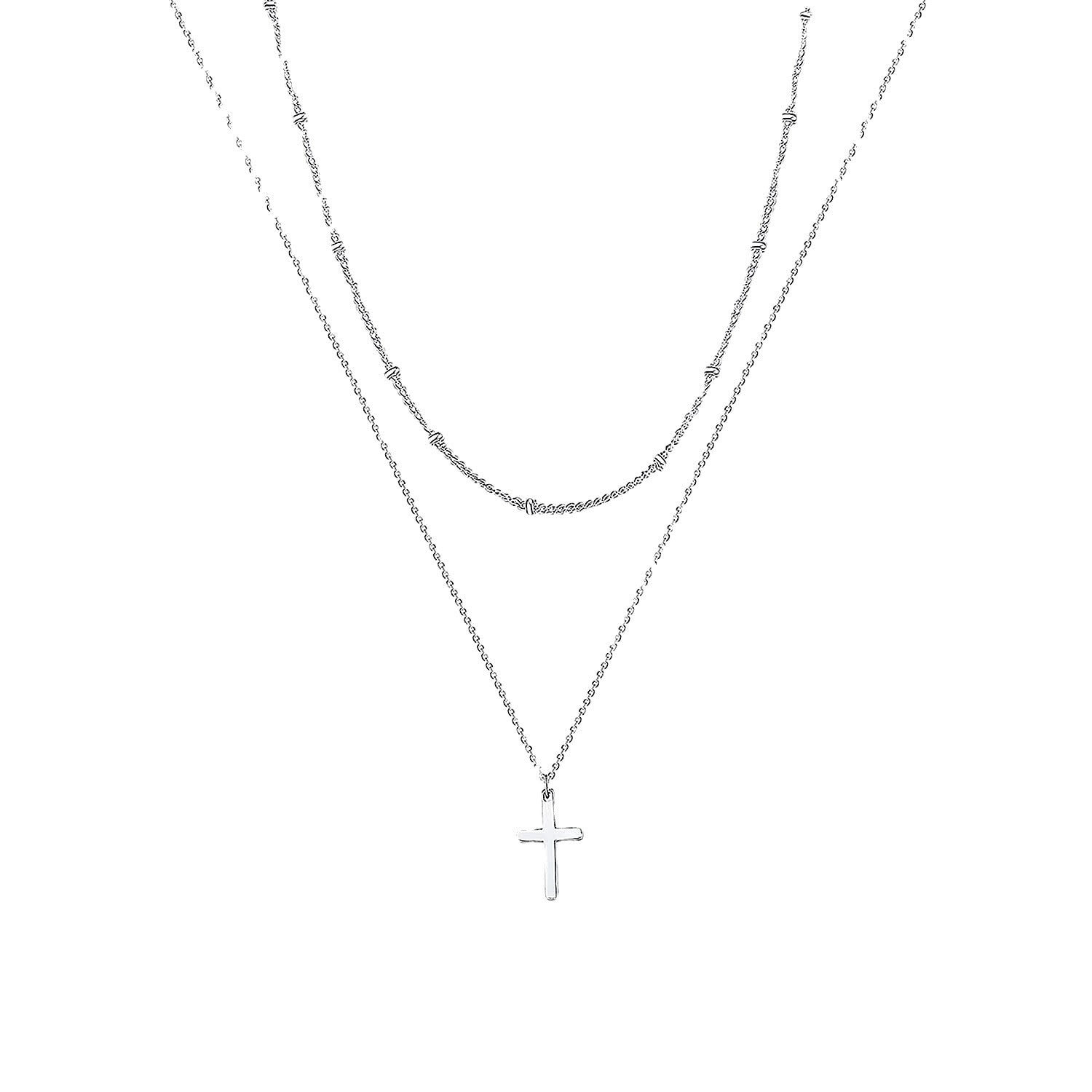 Wholesale  Stainless Steel Double Layer Cross Necklace