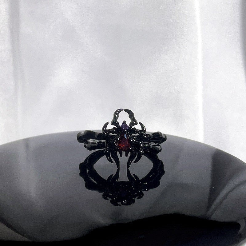 Wholesale Zinc Alloy Red Enamel  Ring - Trendy Punk Style Fashion Accessory for Everyday Wear