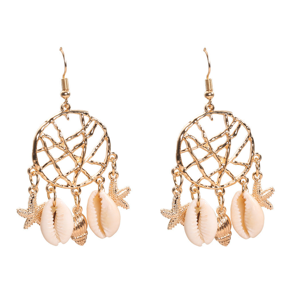 Wholesale shell conch sea star dream catcher net jewelry  earrings
