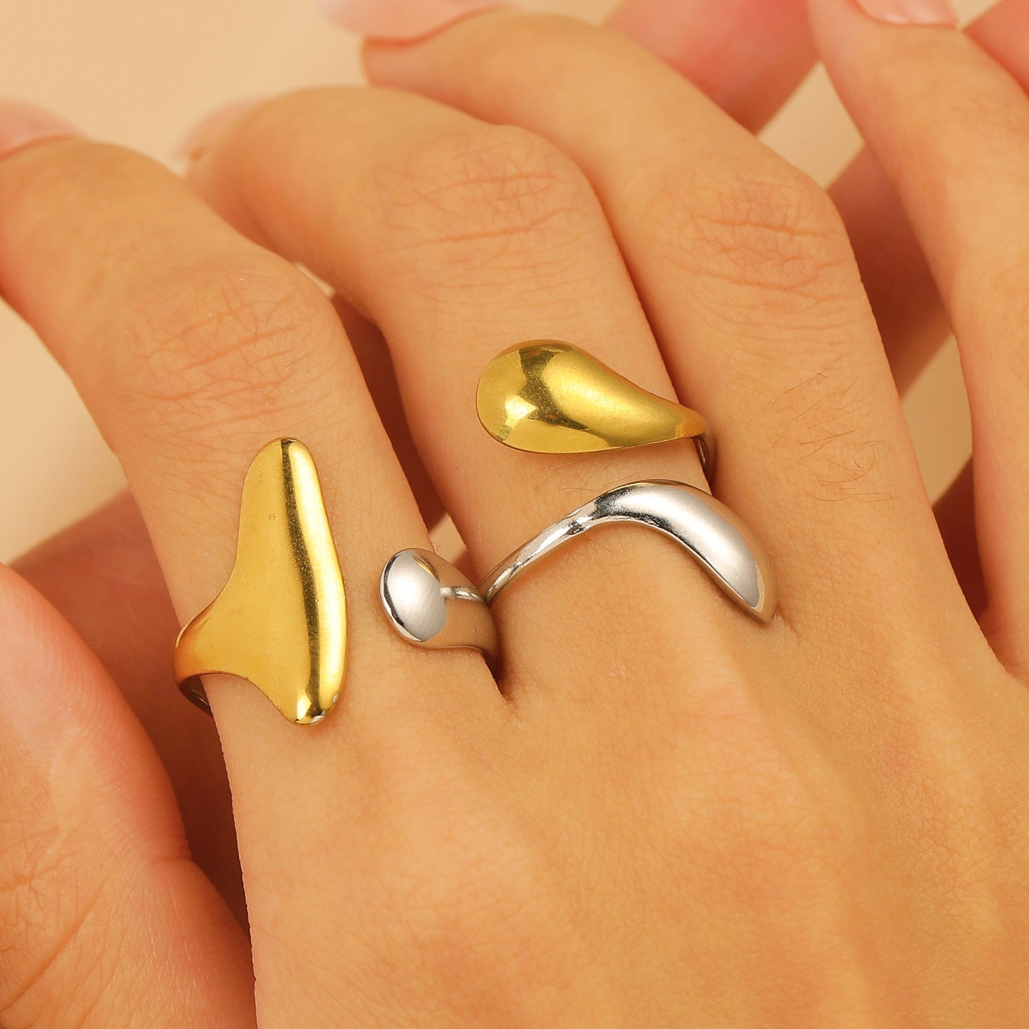 Wholesale Water Wave Open Hydraulic Stainless Steel Ring