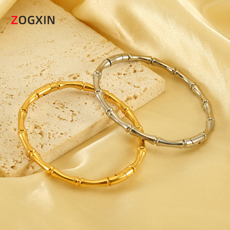 Wholesale  golden bamboo Stainless Steel plain bracelet