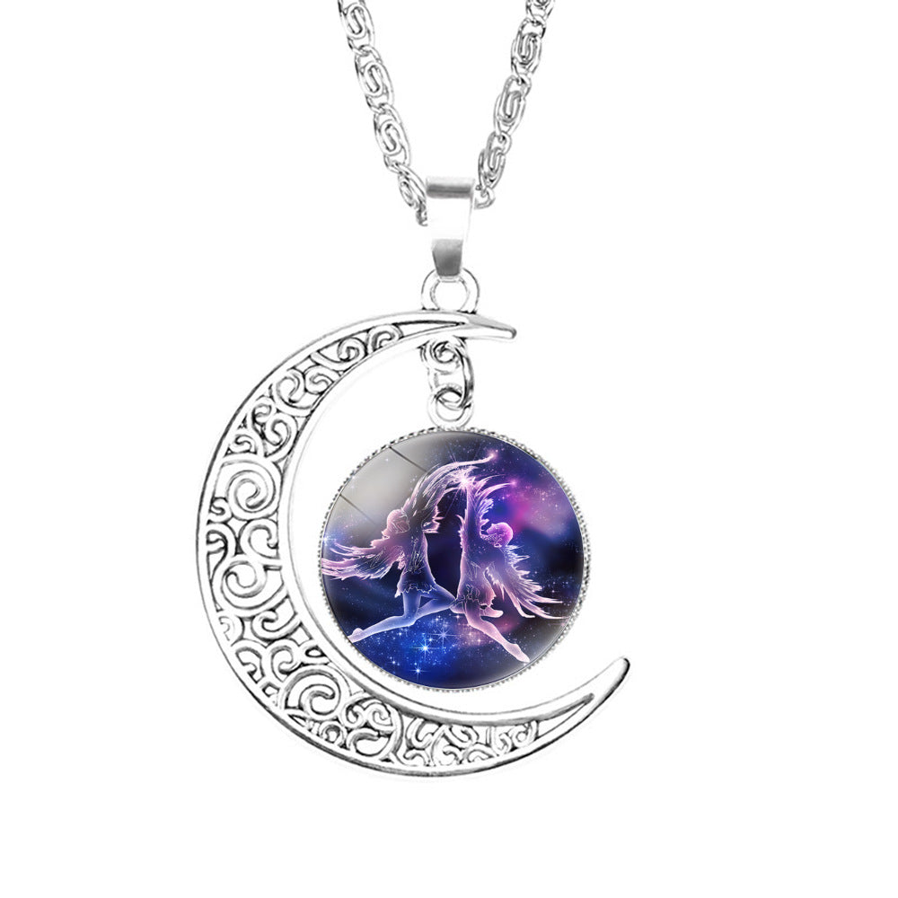 Wholesale Twelve Constellations Colorful Series Moon Necklace