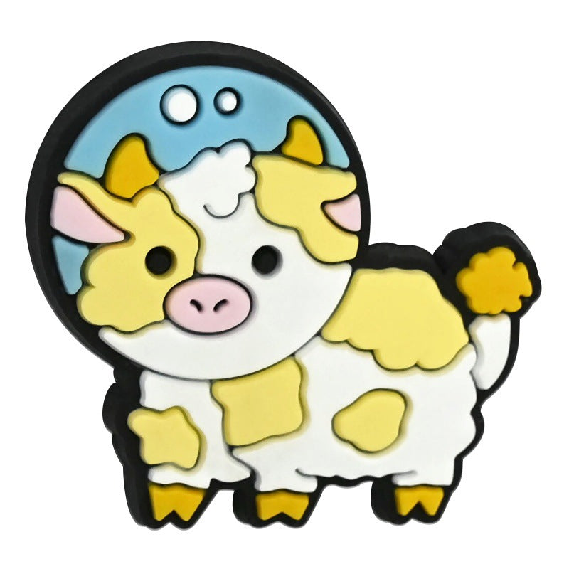 Wholesale Random 100pcs PVC Soft Rubber Colored Cow Series Focal Beads for DIY Beadable Pens