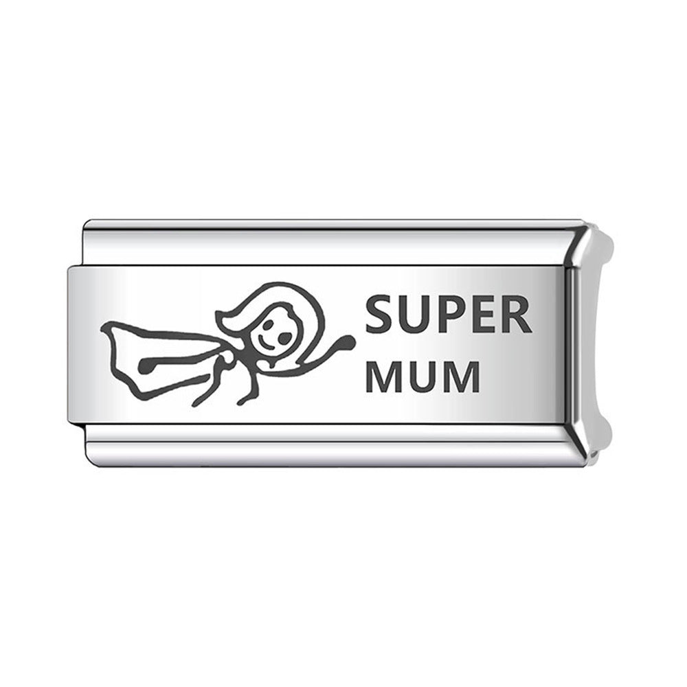 Wholesale Stainless Steel Electroplated Laser-Engraved Mother' s Day Bracelet,  DIY Splicing Elastic Boutique Resale Jewelry