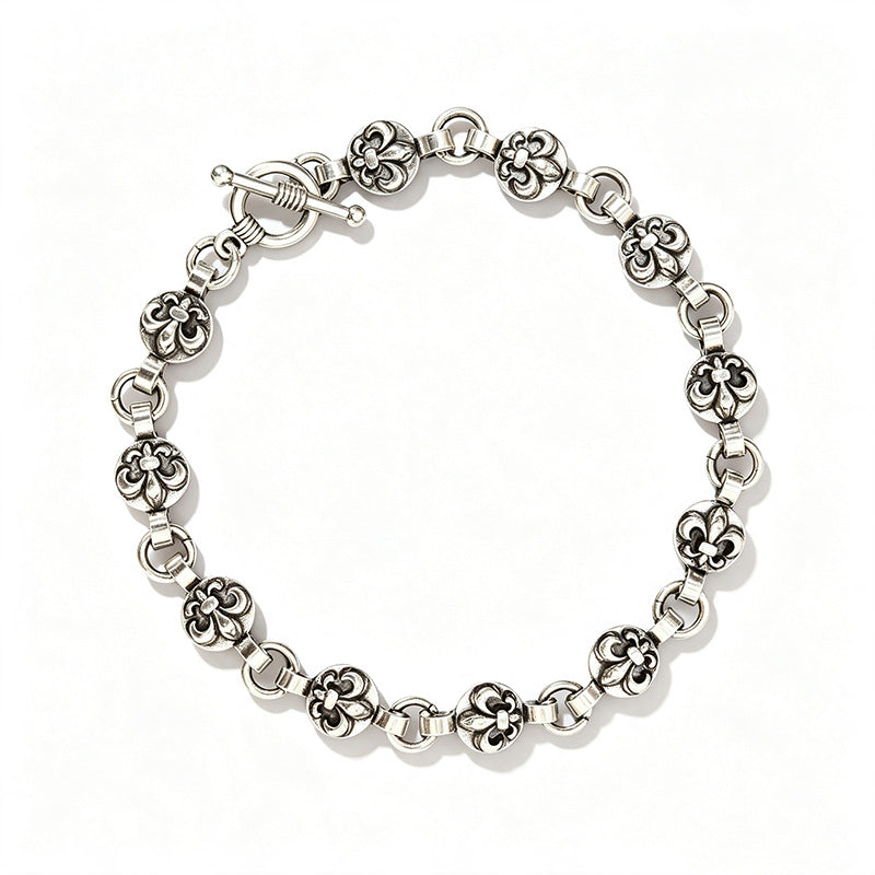 Wholesale Zinc Alloy Anchor Cross Chain Bracelet Vintage Silver Plating Unisex Fashion Accessory