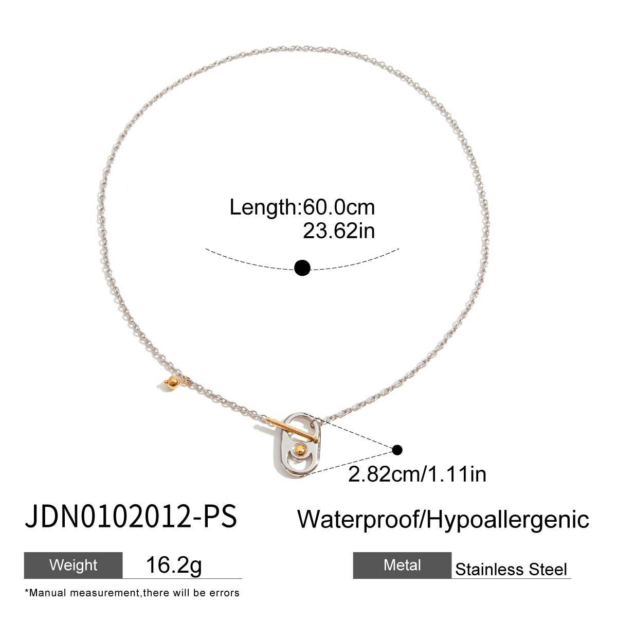 Wholesale 18K gold stainless steel gold and silver color matching hammer pattern necklace