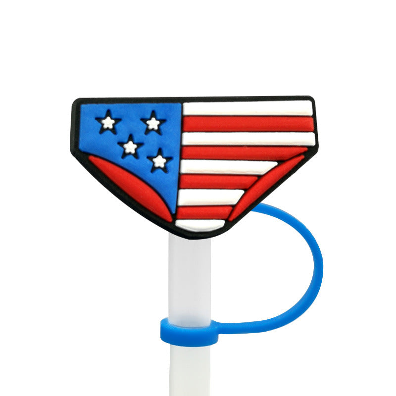 Wholesale 20pcs 7-8mm PVC Rainbow American Straw Tube Cap