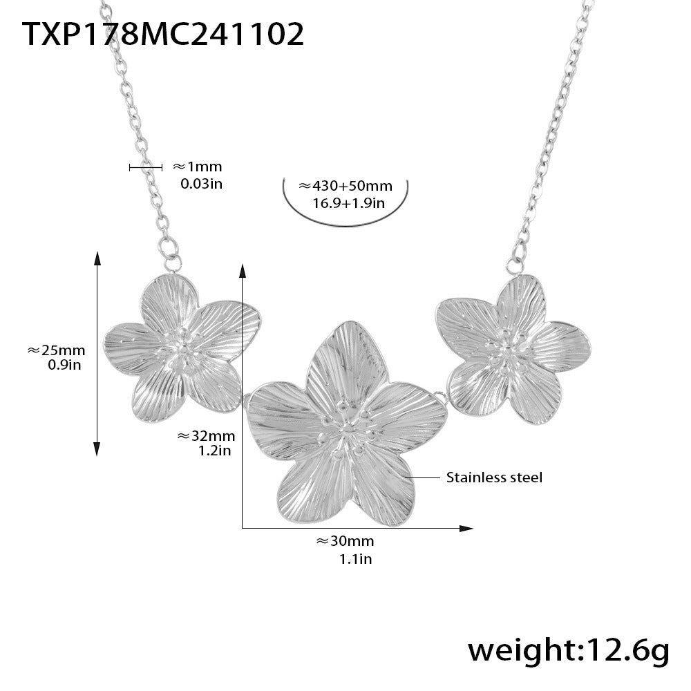 Wholesale  Stainless steel golden flower ring necklace bracelet suit
