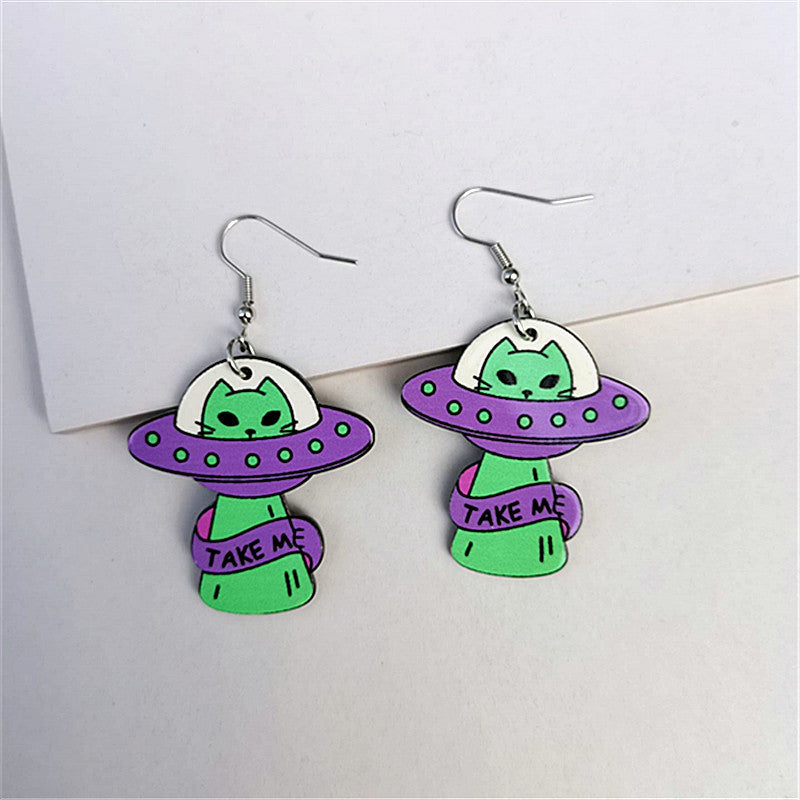 Wholesale Acrylic Cat Earrings Colorful Fashion Jewelry Accessory