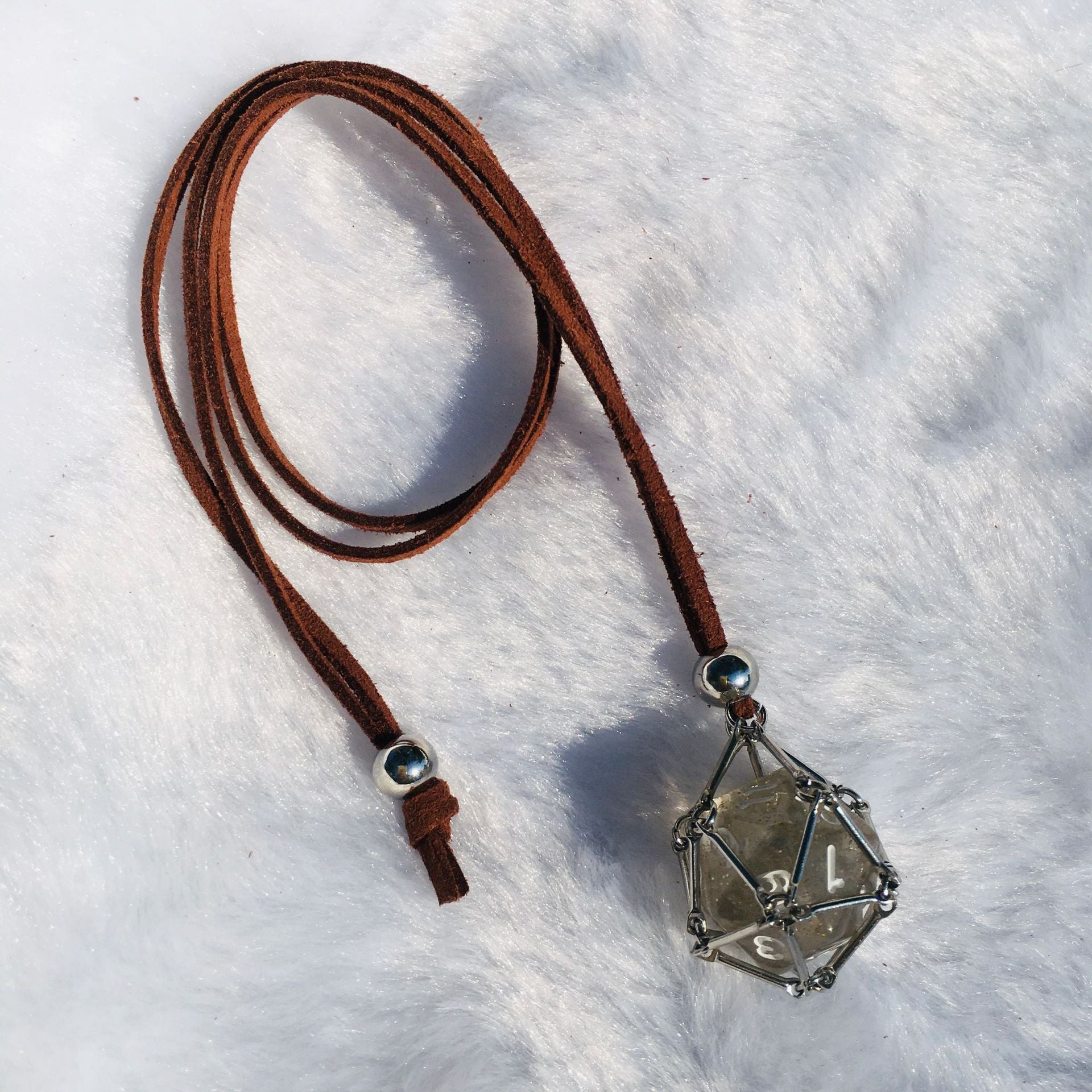Wholesale Replaceable Bamboo Metal Mesh Necklace Natural Stone Crystal Mesh Bag ACC-NE-RongGuan011