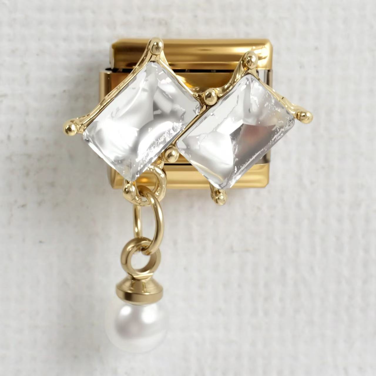 Wholesale 5pcs/ pack Makeup &  Accessories Enamel Italian Charms Single Section Creative Stainless Steel Composable Bracelet