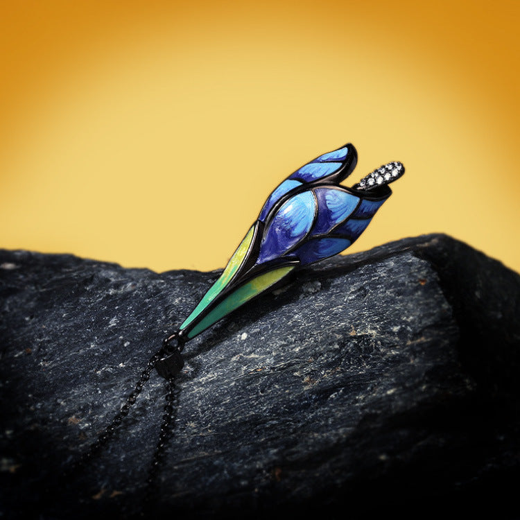 Wholesale  enamel ring necklace set butterfly flower Diamond women's jewelry