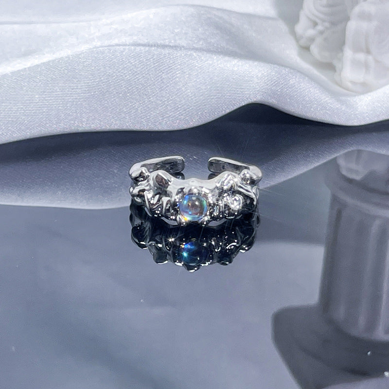 Wholesale Personalized texture Moonstone open ring