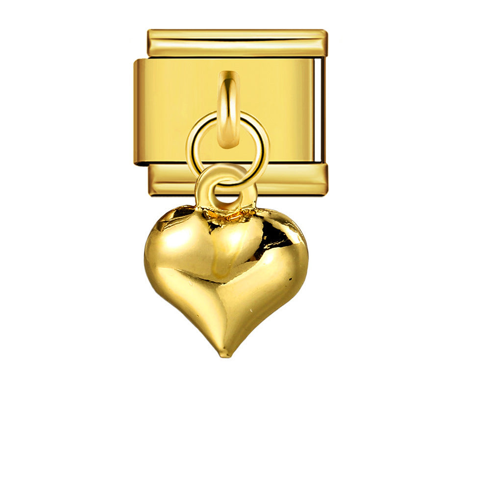 Wholesale Italian modular heart pendant  stainless steel DIY  bracelet