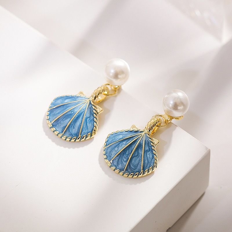 Wholesale Summer Blue Shell S925 Silver Needle Earrings ACC-ES-XiaoCheng002