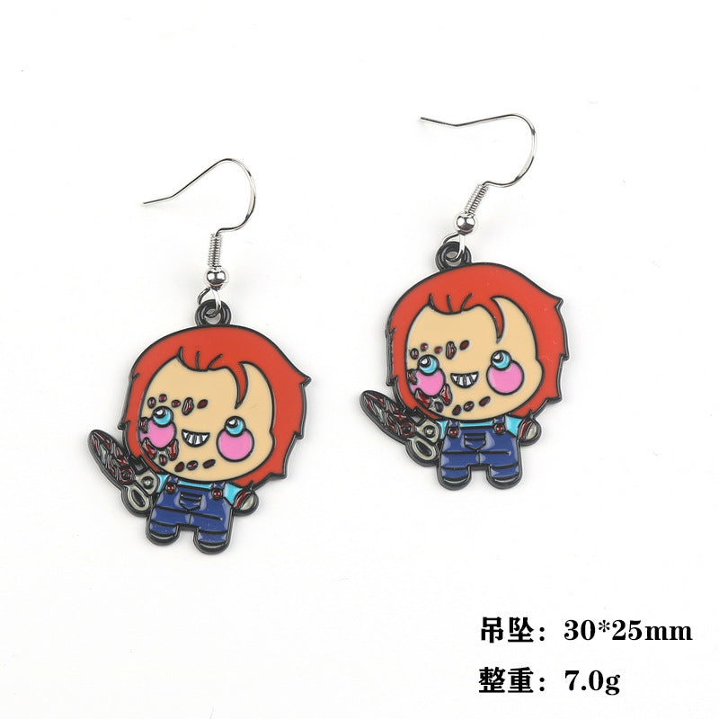 Wholesale Halloween Horror Cartoon Movie Black Plated Pendant Earrings ACC-ES-Fuyu001