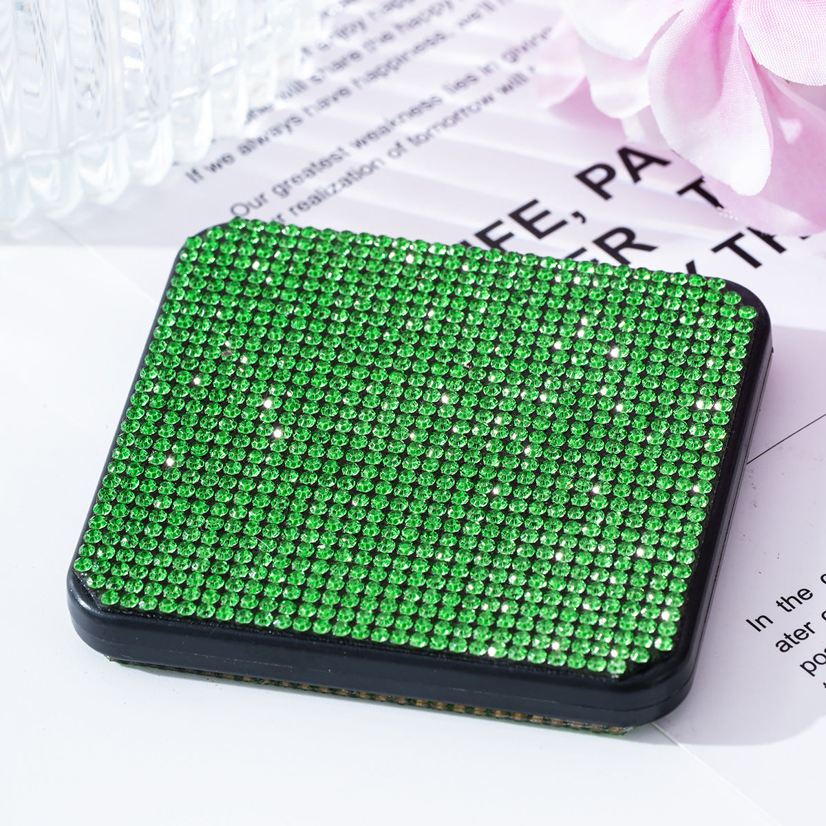 Wholesale Rhinestone portable small mirror mini portable double-sided folding square makeup mirror