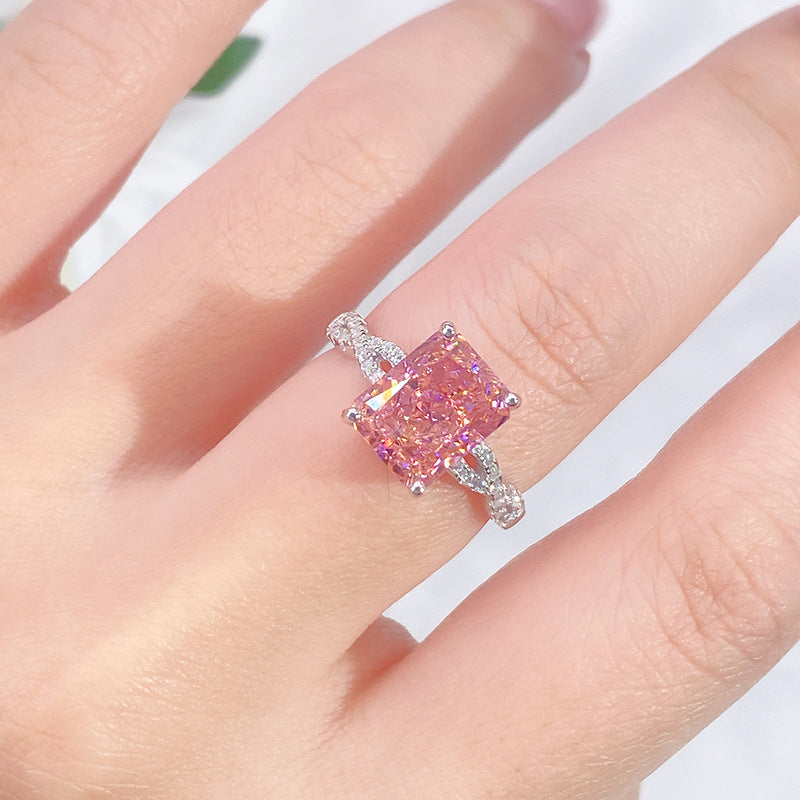 Wholesale S925 sterling silver pink diamond ring