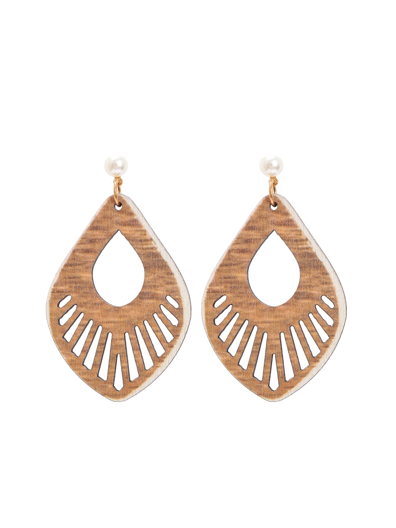 Wholesale  Retro Bohemian Style Pattern Leaves Wooden Earrings