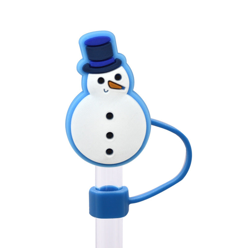 Wholesale Random 100pcs Snowman Series 8/10mm PVC Soft Straw Tube Cap