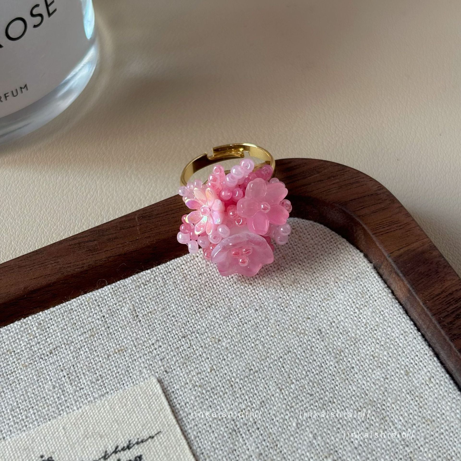 Wholesale Summer  Handmade Beaded Hydrangea Flower Ring