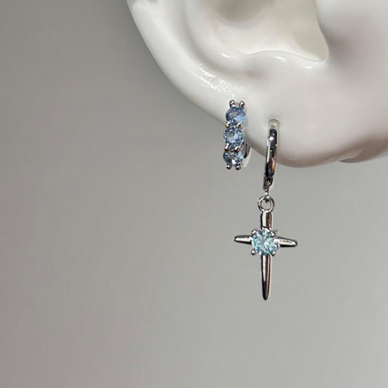 Wholesale Sparkling Pink Zircon Cross Star Earrings