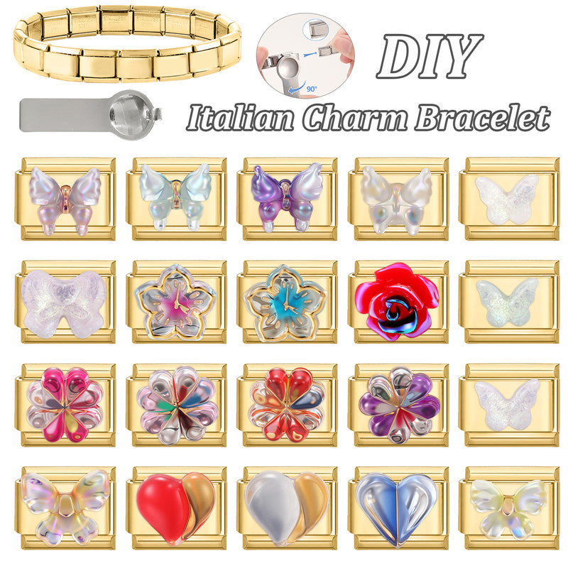 Wholesale Italian Charm Bracelet 9mm DIY Splicing Cute Creative Stainless Steel Composable Bracelet