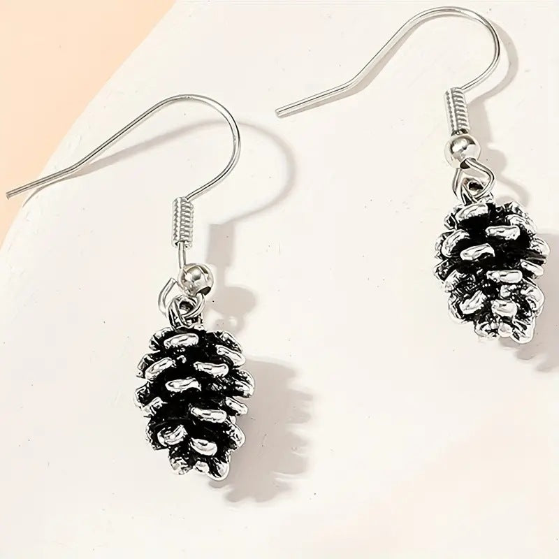 Wholesale Bohemian alloy pine cone pendant earrings