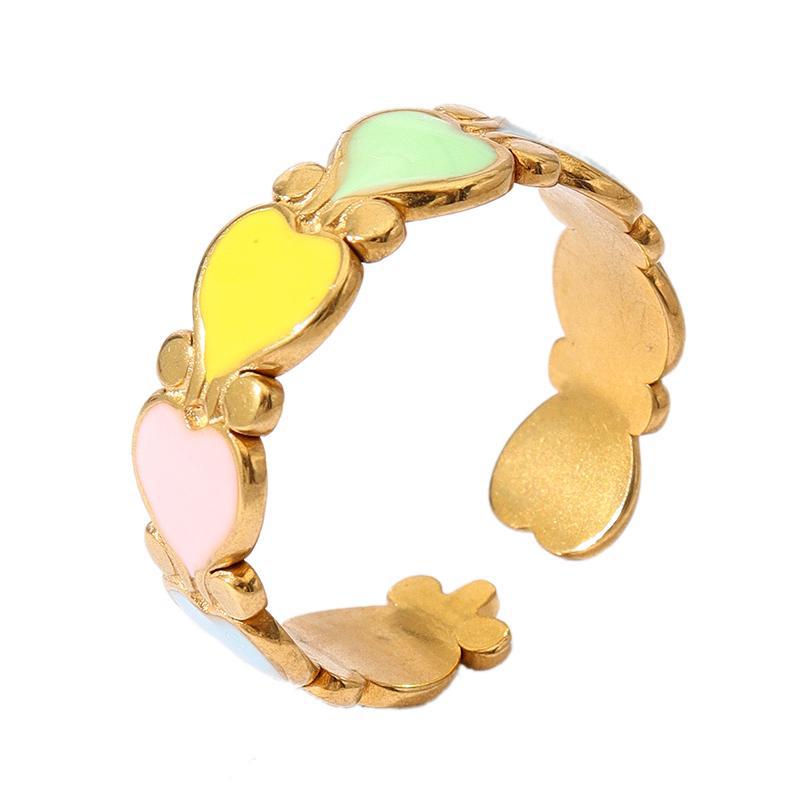 Wholesale Oil Dripping Star Leaf Stainless Steel Ring 18k Gold Plated Rings ACC-RS-MuC012