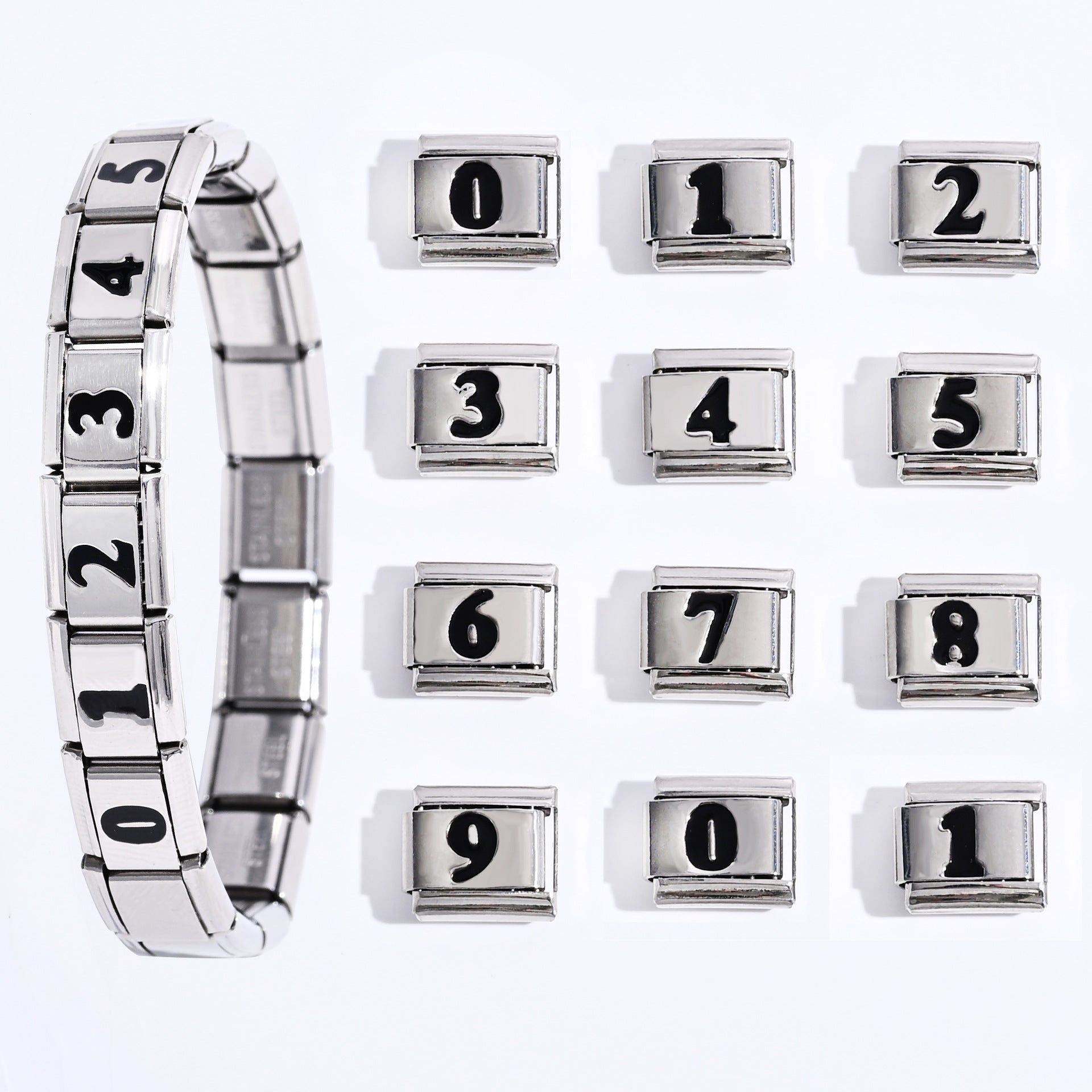 Wholesale  9mm Italian Charm Starter Bracelets DIY square Single Section Creative Stainless Steel Composable Bracelet