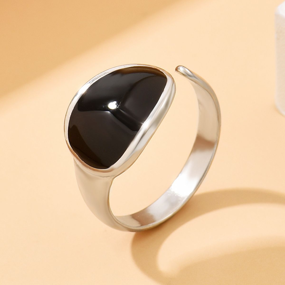 Wholesale Black Oil Drip Open Adjustable Stainless Steel Ring ACC-RS-MiYi006