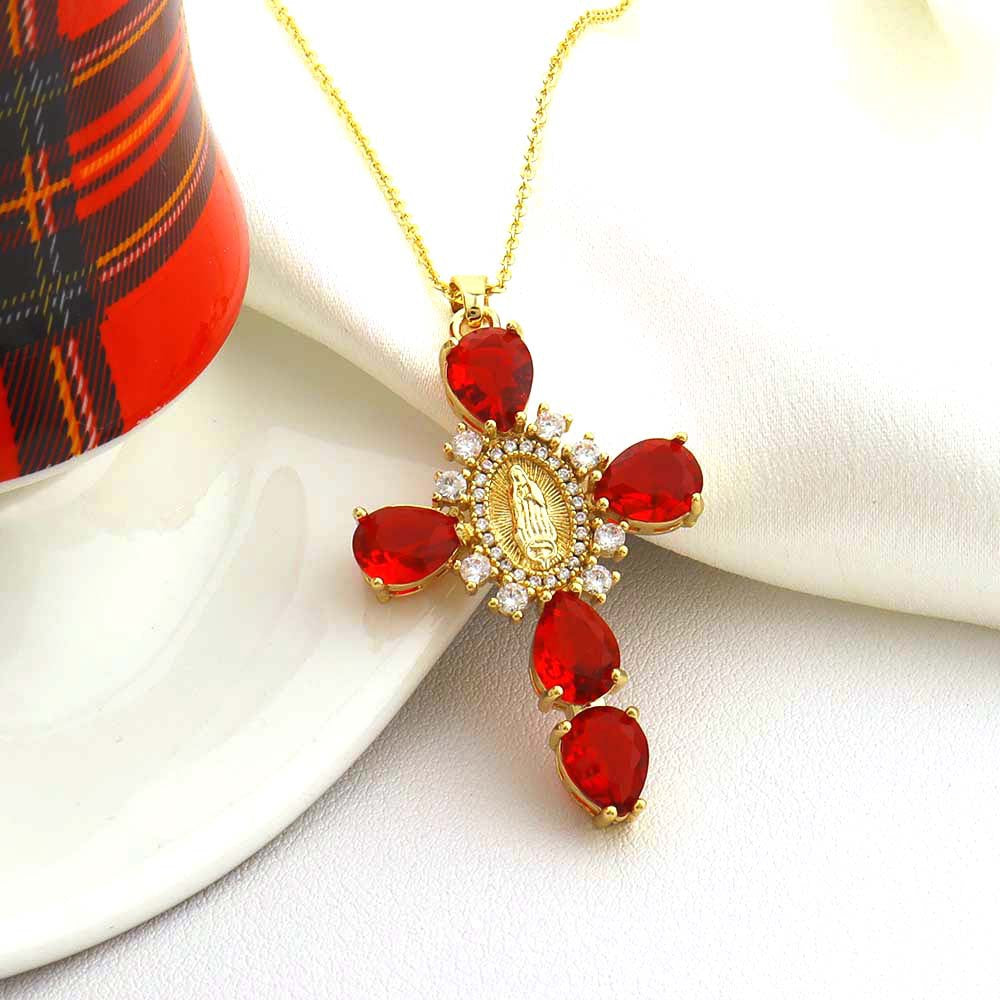 Wholesale Copper Cross Pendant Necklace Fashion Adjustable Choker Boutique Resale Jewelry Accessory