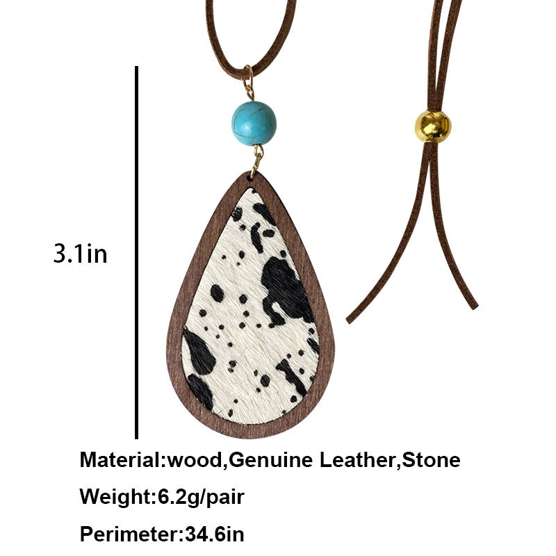 Wholesale 3pcs/ pack Wooden Leopard and Cow Print Earrings
