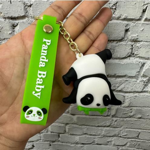 Wholesale Cartoon Panda Holding Bamboo PVC Soft Adhesive Cute Keychain ACC-KC-XinShu020