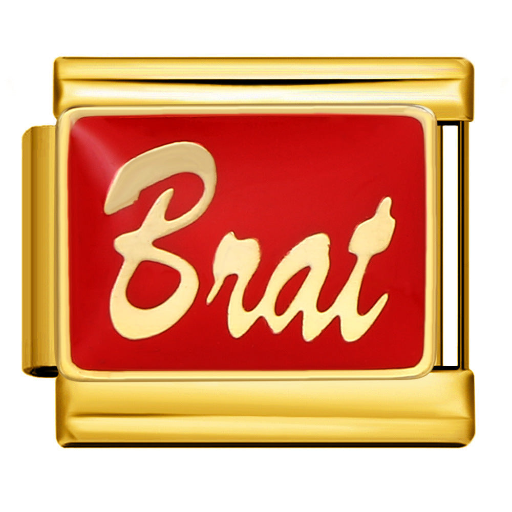 Wholesale Italian Charm Bracelet 9mm DIY Splicing Gold-Based Red Stainless Steel Composable Bracelet