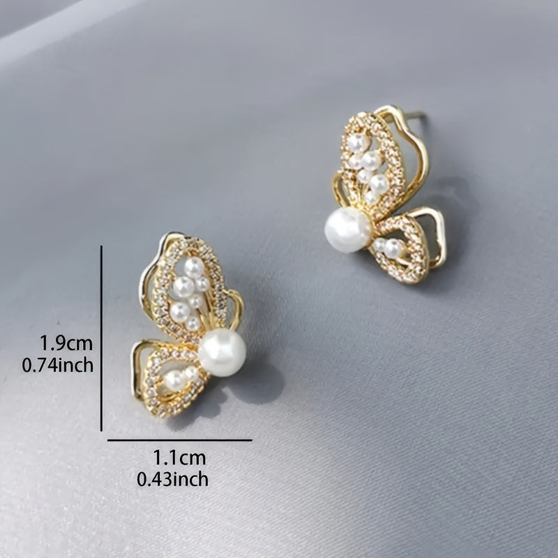 Wholesale Butterfly Pearl Alloy Earrings ACC-ES-XunOu002