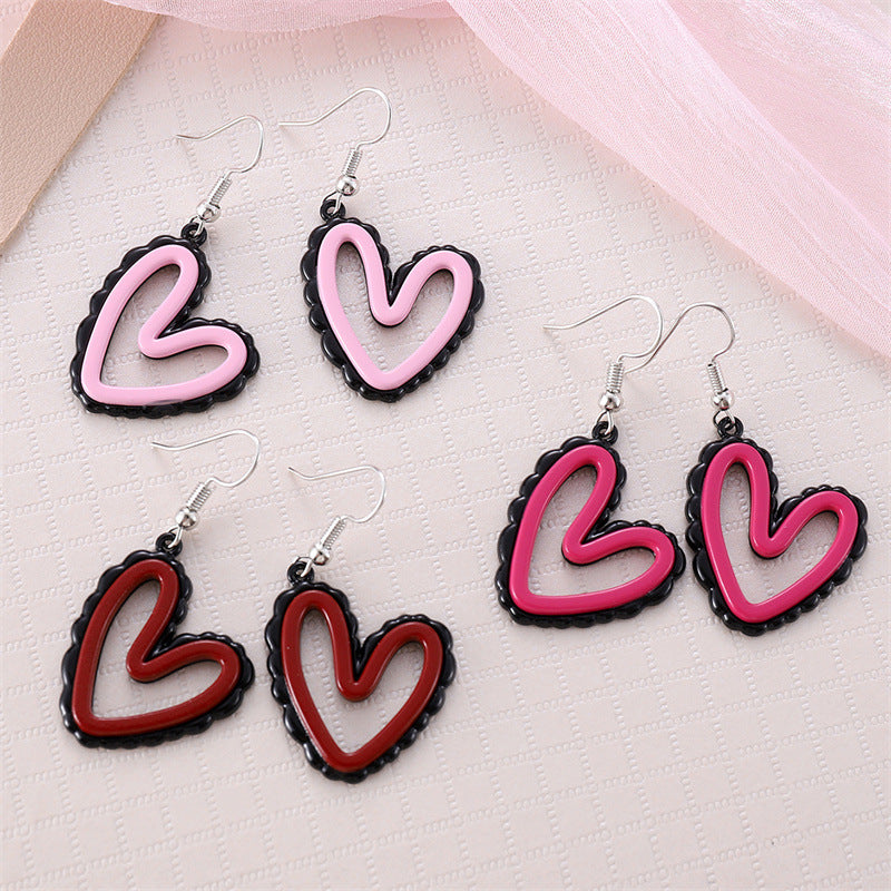 Wholesale Acrylic Black Pink Love Earrings