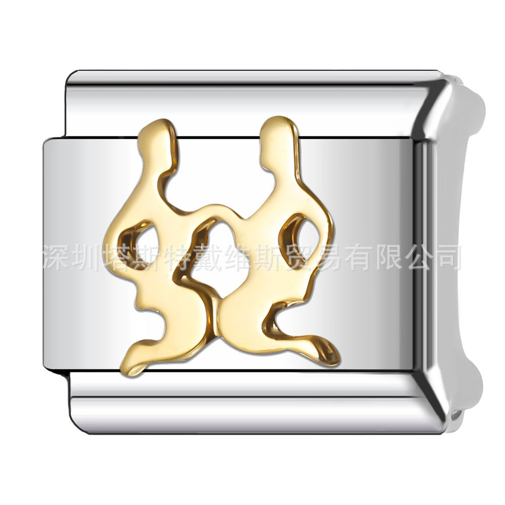 Wholesale 9mm Italian Charm Starter Bracelets DIY square Single Section Creative Stainless Steel Composable Bracelet