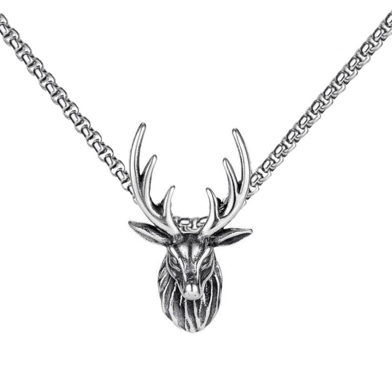 Wholesale Vintage Stainless Steel Christmas Deer Antler Long Necklaces ACC-NE-Panci001