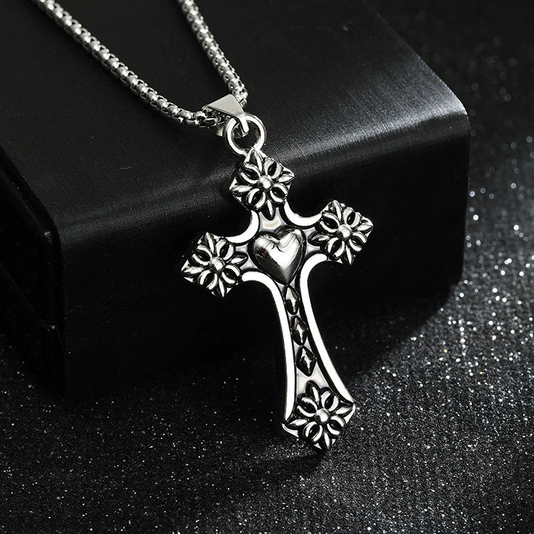 Wholesale Titanium Steel  Cross Necklace  Hip-Hop All-Match Pendant Necklaces
