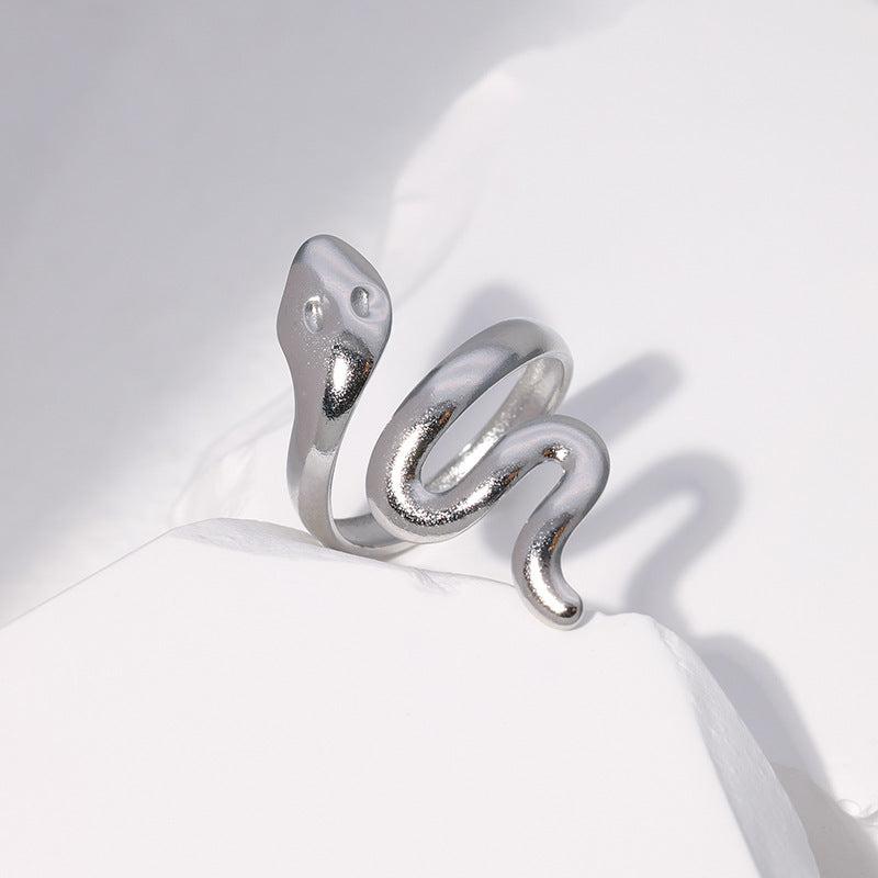 Wholesale Snake Design Adjustable Stainless Steel Ring Unisex Everyday Jewelry Fashion Accessory Gift